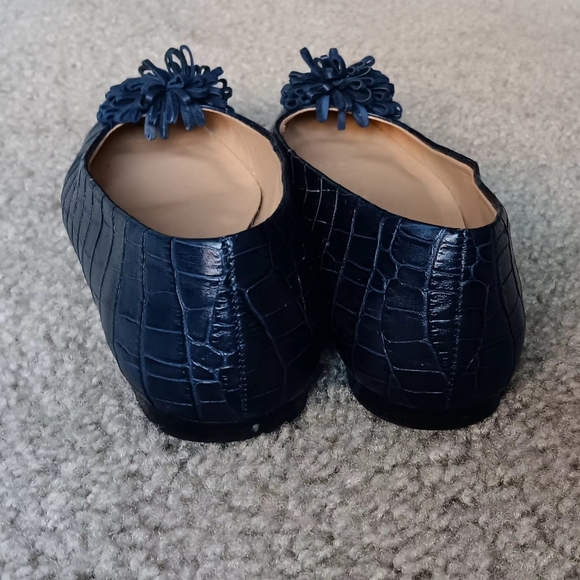 TALBOTS Blue FLATS LEATHER CROC EMBOSSED WITH BOW SIZE 8 WOMENS - Picture 7 of 8